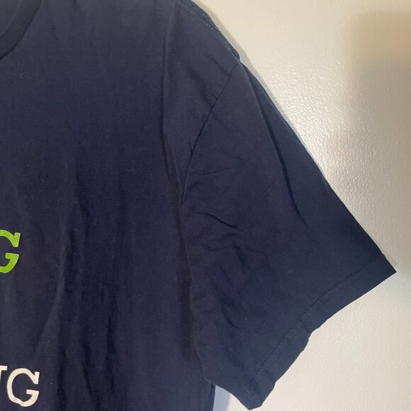 L Blue and White Men's Short Sleeve T-shirt - Picture 3 of 4